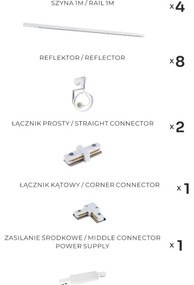 Zuma Line 3591 - Spotlámpa sínrendszerhez MASTER 8xGU10/15W/230V fehér