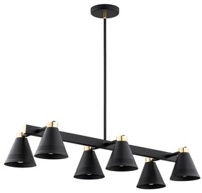 Argon 2552 - Csillár rúdon AVALONE 6xE27/15W/230V fekete/arany