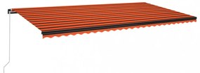 narancs és barna kézzel kihúzható LED-es napellenző 600x350 cm