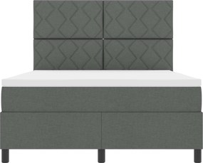 vidaXL Boxrugós ágy matracmal leddel Sötétszürke 160 x 200 cm szövet