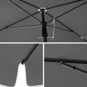 Dönthető napernyő 2x1,25 m, téglalap alakú napernyő táskával, szürke