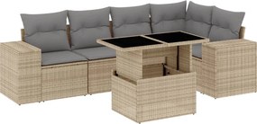 vidaXL 6 részes bézs polyrattan kerti ülőgarnitúra párnával