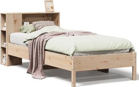vidaXL tömör fenyőfa könyvespolcos ágy matrac nélkül 75 x 190 cm