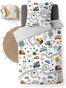 Fehér egyszemélyes pamut gyerek ágyneműhuzat 140x200 cm Pti Bolide – douceur d'intérieur