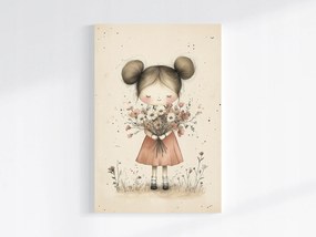 Vászonkép Canvas Portré Gyerek Lány Virág Csokor 40x60