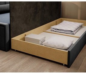 Kék-szürke zsenília kinyitható-tárolóhelyes kanapé 214 cm Fulgeo – ELTAP