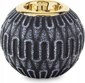 Gyertyatartó Grafit Arany Gömb 10cm Fekete Kerámia Tealight