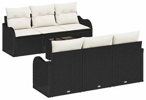 Kerti Kanapé Szett 7 pcs Fekete 55 x 55 x 37 cm Poli rattan