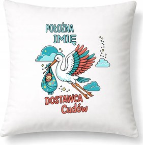 Ajándék párna szülésznőnek Név A Csodák SZállítója Fehér