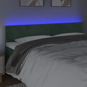 sötétzöld bársony LED-es fejtámla 180x5x78/88 cm