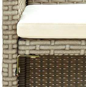 Kétszemélyes bézs polyrattan kerti kanapé párnákkal