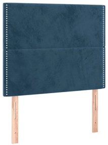 sötétkék bársony LED-es fejtámla 80x5x118/128 cm