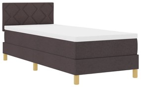 Boxspring ágy matraccal &amp; LED világítással, sötétbarna, 80x200 cm, textil
