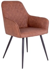 Harbo design szék, barna PU, acél láb