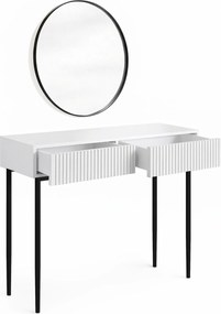 Nicole fésülködőasztal fekete tükörrel 60 cm - matt fehér / fekete lábak