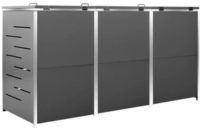 acél tároló három gurítható szemeteskukához 207x77,5x112,5 cm