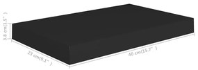 fekete MDF lebegő fali polc 40 x 23 x 3,8 cm