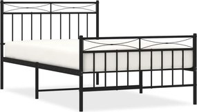 vidaXL fekete fém ágykeret fej- és lábtámlával 107 x 203 cm
