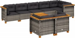 vidaXL 9 részes szürke polyrattan kerti ülőgarnitúra párnákkal