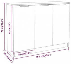 betonszürke szerelt fa tálalóasztal 90,5x30x70 cm