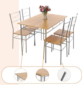 PAUL étkezőgarnitúra, 5 részes, természetes barna Casaria