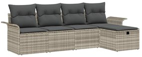 vidaXL Kerti Kanapé Szett párnával 5 pcs Világosszürke polirattan