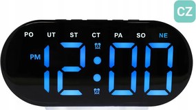 Kék Óra Led Ébresztőóra Jvd SB8035.3 Hőmérő Két Riasztás Nap Csehül