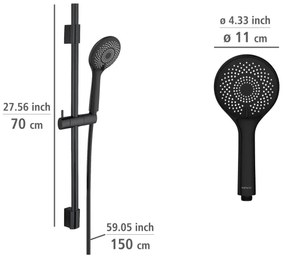 WENKO 25453100 - Zuhanyszett WATERSAVING SYSTEM 70 cm fekete