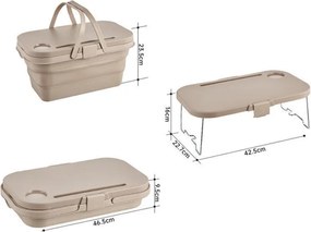 Összecsukható piknikkosár TRIGO 3 az 1-ben, szürke