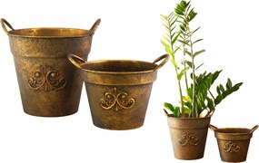 Arany Fém Virágtartó óarany öregített 2 db-os nappaliba