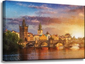 Vászonkép Olajfestmény Város Stílus Művészet Építészet 60x40 cm