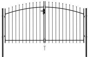 vidaXL fekete acél lándzsahegy tetejű kétajtós kerítéskapu 3 x 1,5 m