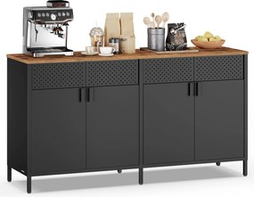 Fém tárolószekrény, 4 ajtós, mágneses záródás, rusztikus barna-fekete