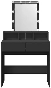 fekete fésülködőasztal LED-del 80 x 41 x 144,5 cm