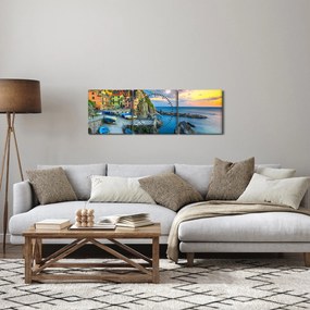 Kép - Mediterrán falu (órával) (90x30 cm)