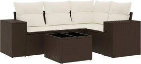vidaXL 5 részes barna polyrattan kerti ülőgarnitúra párnával