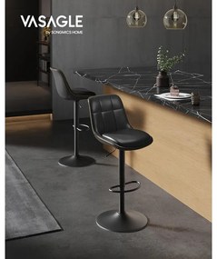 2 db állítható magasságú bárszék szett, 44 x 48 x (90–112) cm, fekete színű