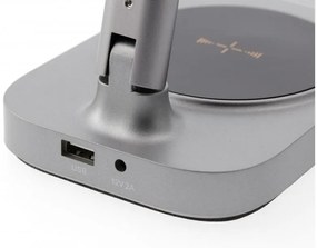 Lámpa Asztali BRESSI 8W, 450lm, AC220-240V, 3-CCT, Wireless töltő, USB, PF>0,5, RA>80, szürke