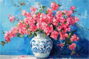 Kép - Váza rózsaszín virágokkal (90x60 cm)