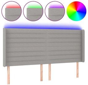világosszürke szövet LED-es fejtámla 163x16x118/128 cm