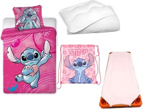 Disney Lilo és Stitch, A csillagkutya Heartbeat Paradise gyerek, ovis ágyneműhuzat, derékalj, tornazsák és paplan/párna szett 100x135 cm 40x60 cm