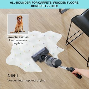 Klarstein Caswell Plus, vezeték nélküli, akkumulátoros, LED kijelző, nedves és száraz porszívózáshoz