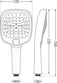 Mexen tartozékok - kézizuhanyfej Oval R-17, 3 funkciós, fekete, 79517-70