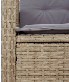 5 részes bézs polyrattan kerti étkezőgarnitúra párnákkal