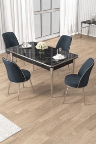 Rewa étkezőgarnitúra, fekete márvány-króm, 110 cm – TR240CHR3050