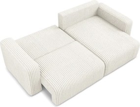 Krémszínű kordbársony kinyitható-tárolóhelyes sarokkanapé (jobb oldali-heverő résszel) Kona – Makamii