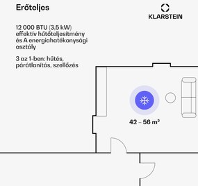Klarstein Iceblock, mobil klíma, 3 az 1-ben, 12 000 BTU/3,5 kW, 400 m³/h max., fehér