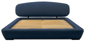 Sötétkék kárpitozott franciaágy ágyráccsal 160x200 cm Odette – Scandic