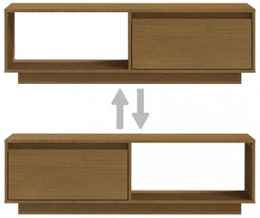 mézbarna tömör fenyőfa TV-szekrény 110 x 30 x 33,5 cm