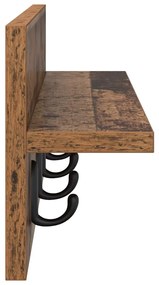 Fali Kabáthorog polcokkal Régi fa 60 x 10.5 x 18 cm Faanyag